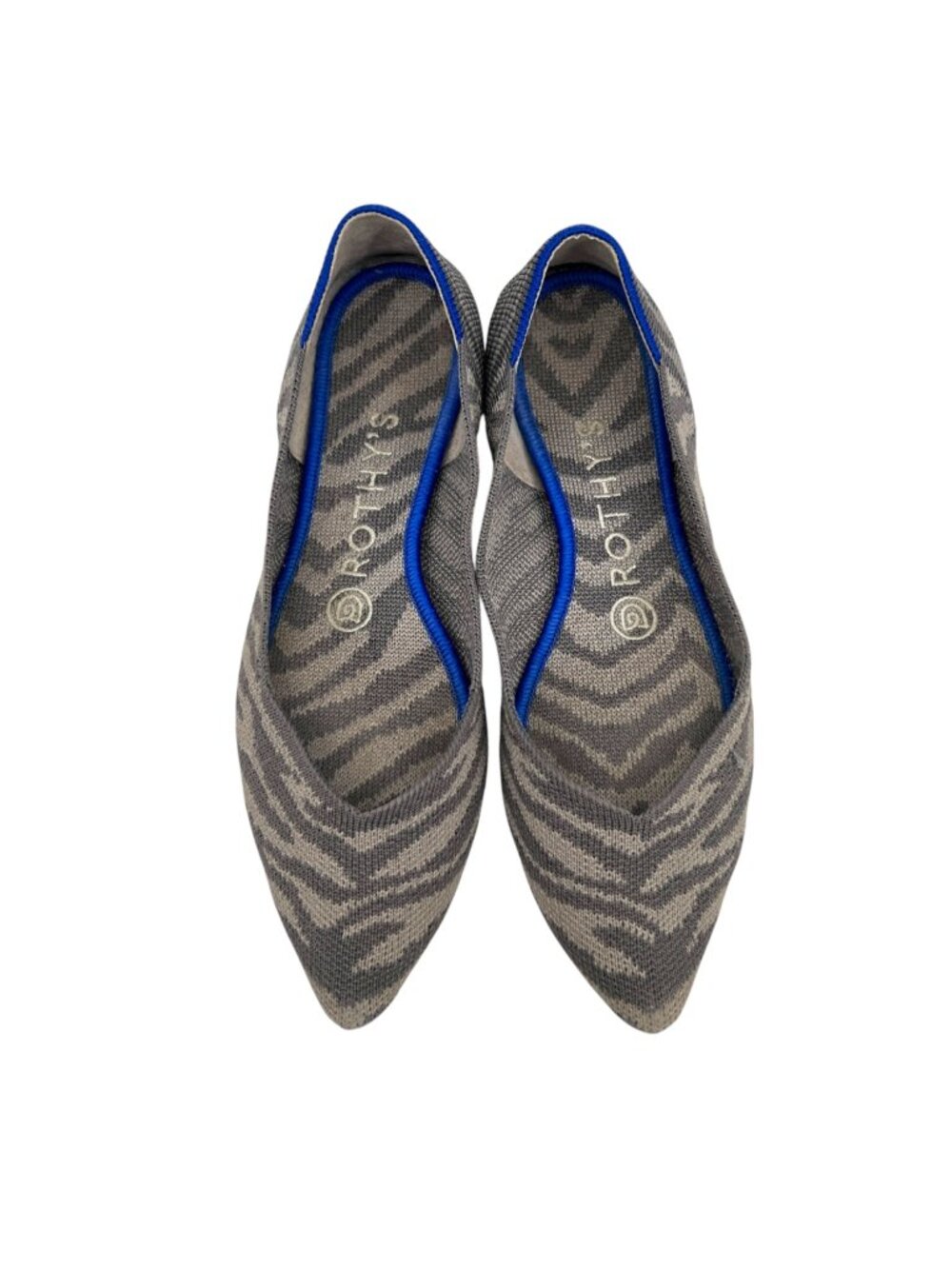 Rothys The Point Flats Zebra Print Gray Preppy Quiet Luxury Size 6.5 Retired